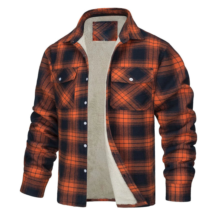 Renee | Men's Fleece Lined Flannel Jacket  - Size:XS;Color:Orange