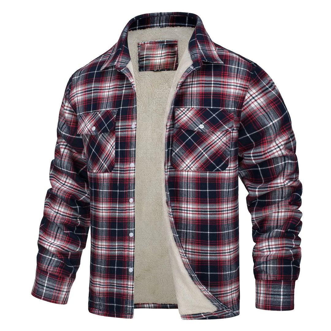 Renee | Men's Fleece Lined Flannel Jacket  - Size:XS;Color:Red