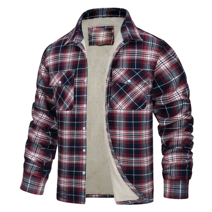Renee | Men's Fleece Lined Flannel Jacket  - Size:XS;Color:Red