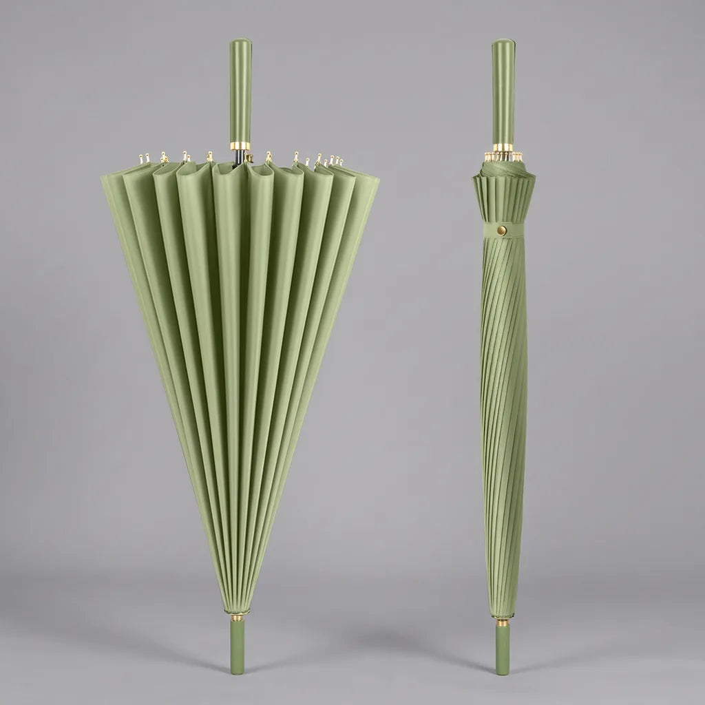 Men's 24-Rib Auto (Matcha Green) Fiber Ribs Renshaw 24-Rib Stick Umbrella