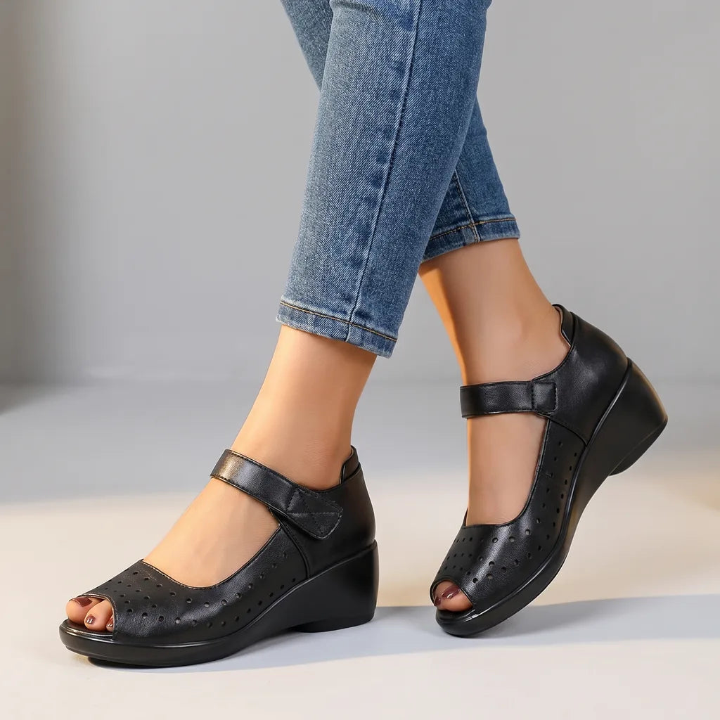 Rhina Open-Toe Sandals - Color:Black;Size:35