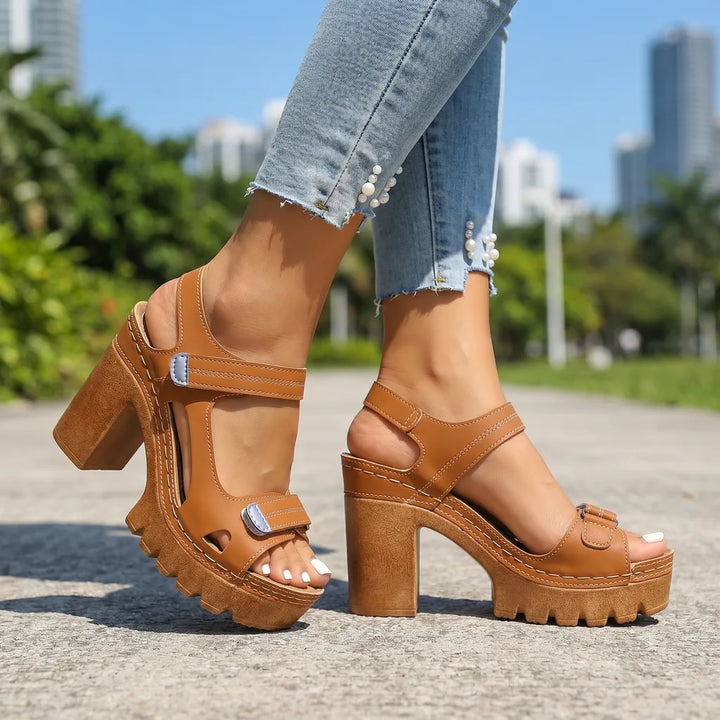 Orange Tucker Platform Strap Sandals 2