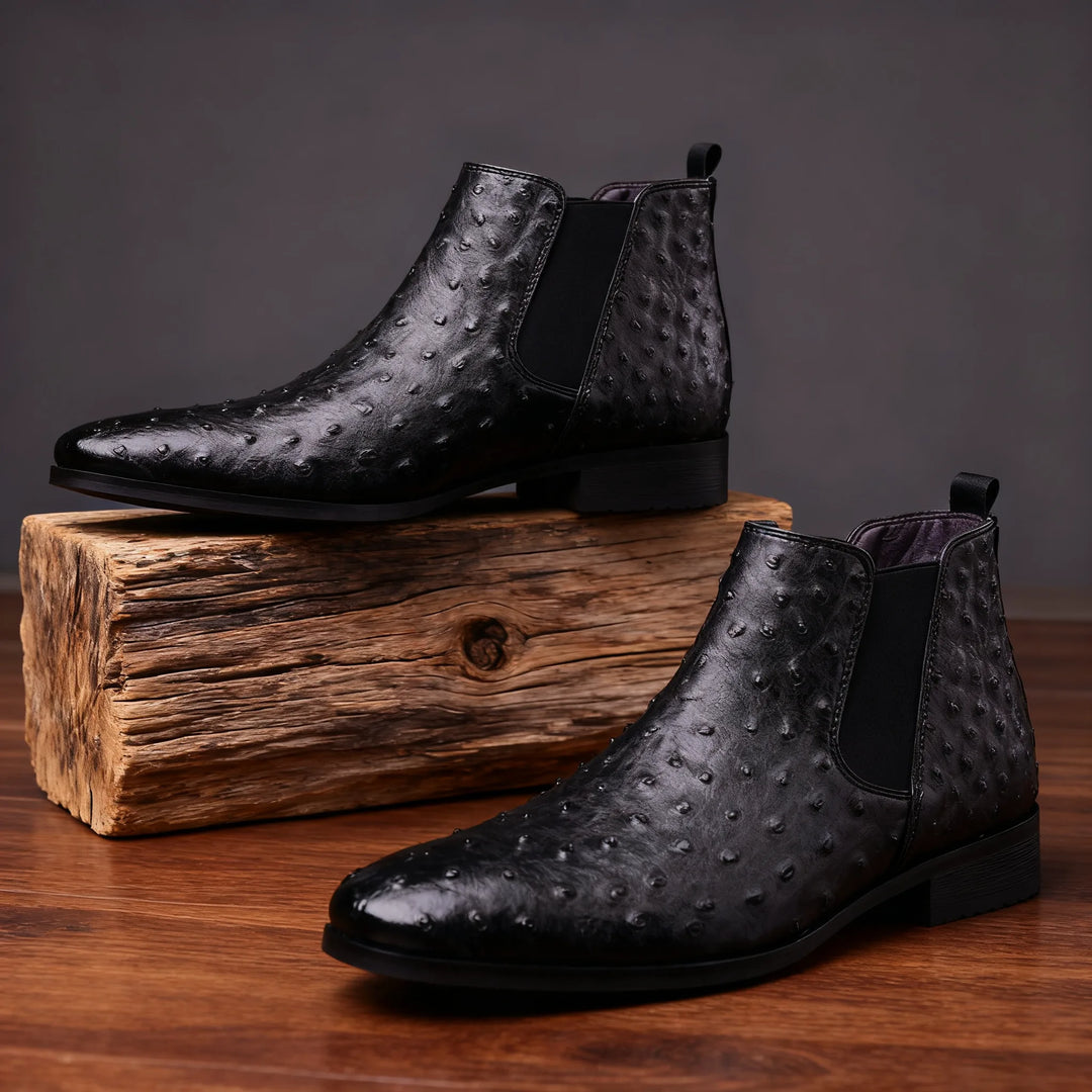 Rhys | Mens Fall Slip On Ankle Boots - Color:Black;Size:39