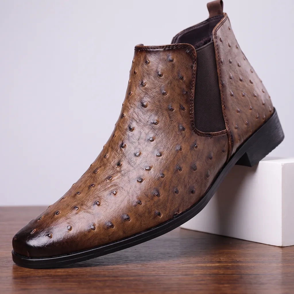 Men's Brown Cooke Embroidered Riding Boots