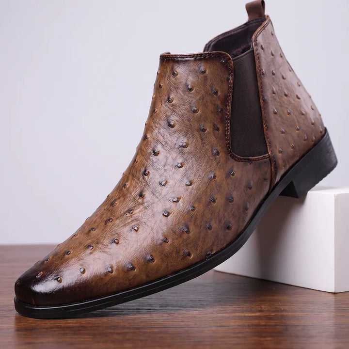 Men's Brown Cooke Embroidered Riding Boots