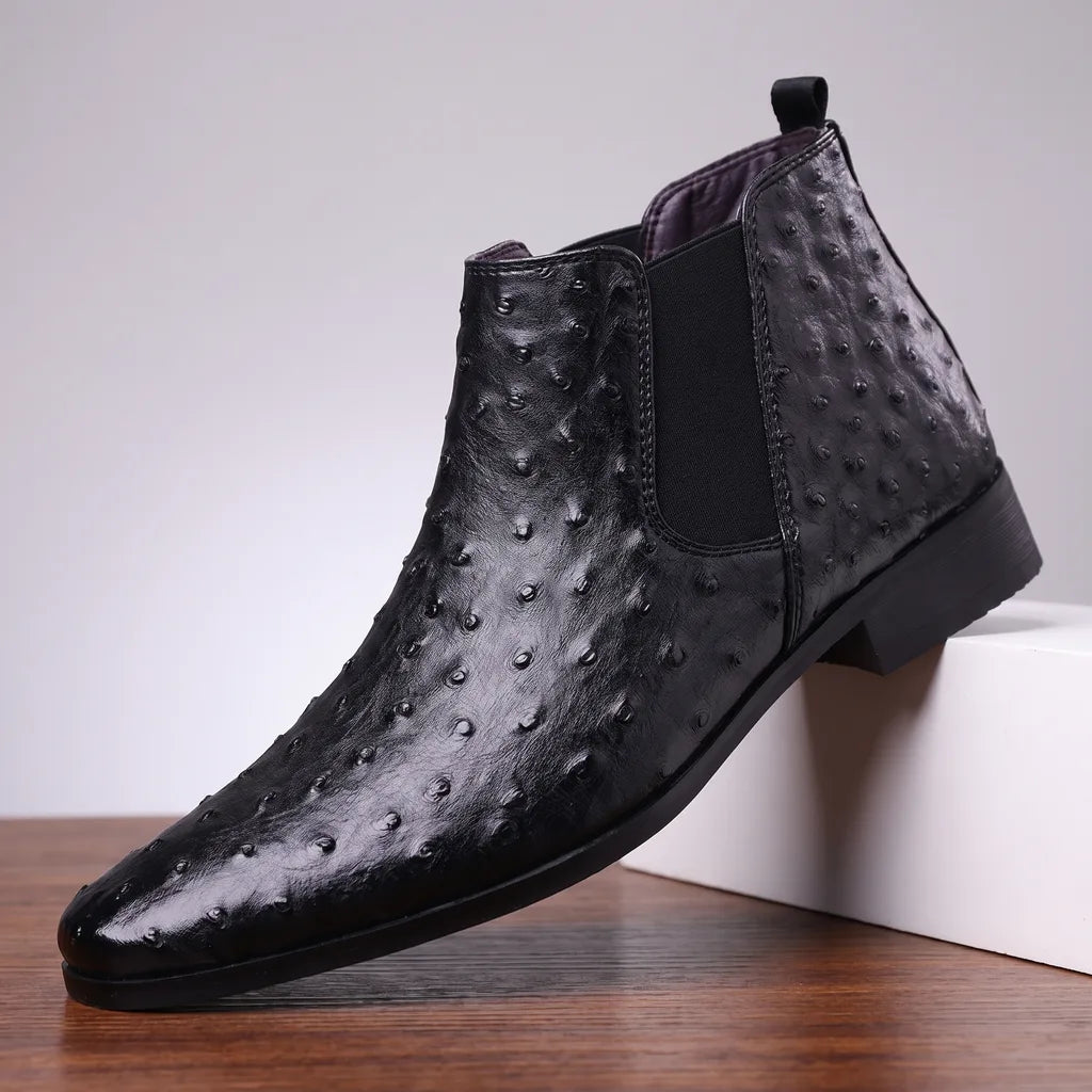 Men's Black Cooke Embroidered Riding Boots