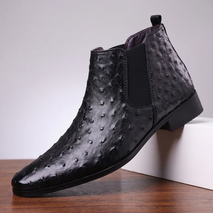 Men's Black Cooke Embroidered Riding Boots