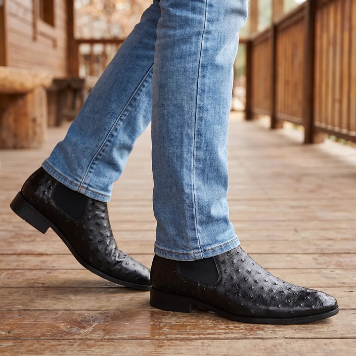 Men's Black Cooke Embroidered Riding Boots