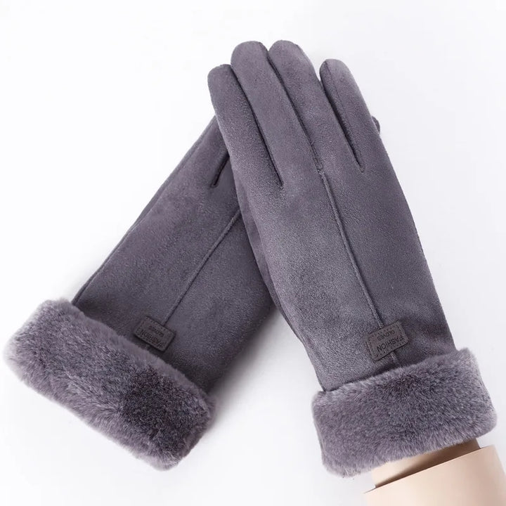 Ria | Women's Faux Fur Warm Gloves  - Color:Gray;Size:One size
