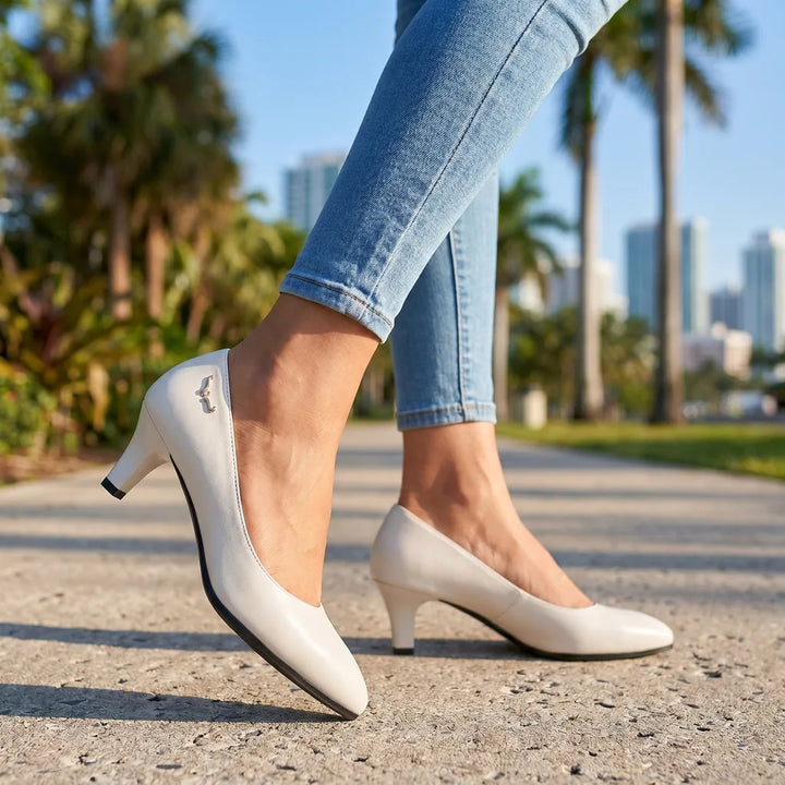 Women's Beige Morrison Mid-Heel Pumps