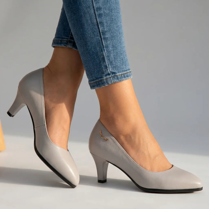 Rianna Mid-Heel Pumps - Color:Beige;Size:35