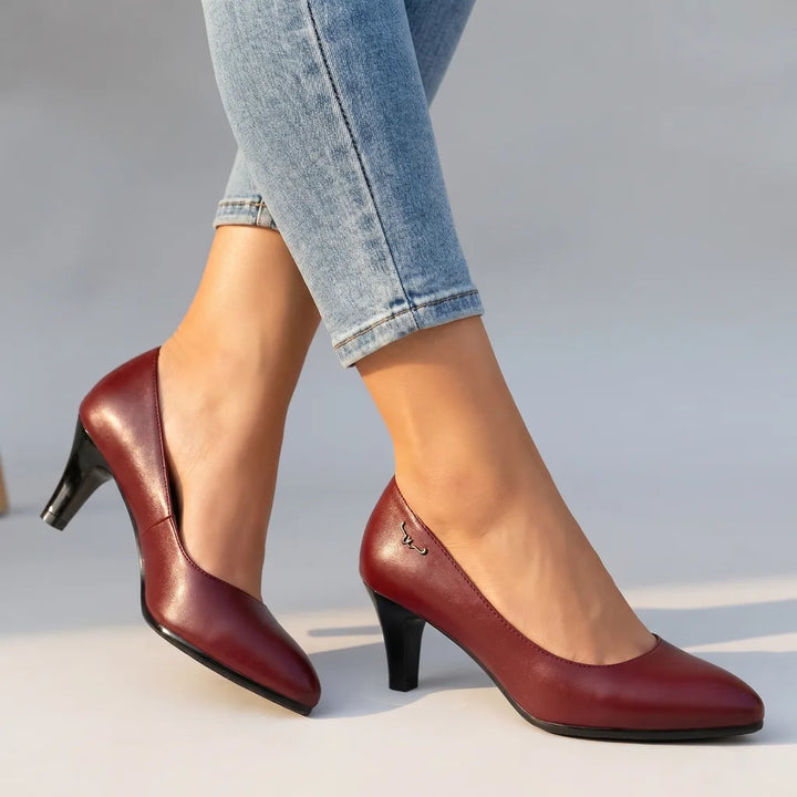 Rianna Mid-Heel Pumps - Color:Red;Size:35