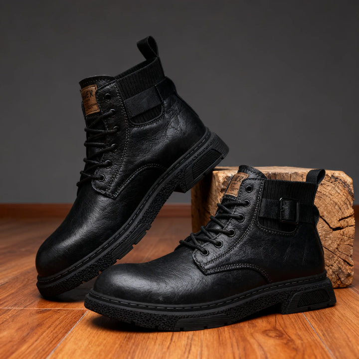 Ridgeway | Mens Fall Work Leather Boots - Color:Black;Size:38