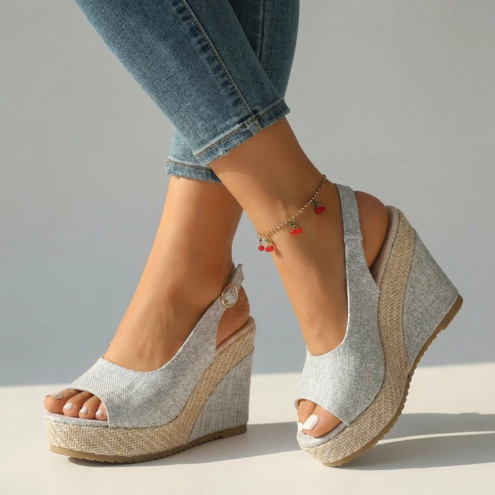 Rihanna Wedge Sandals - Color:Silver Grey;Size:36