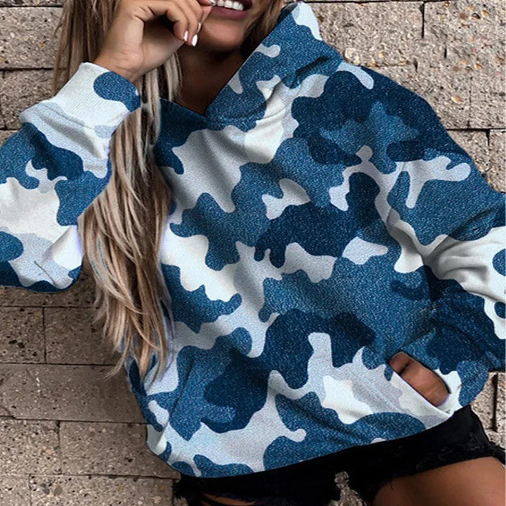 Riley | Women's Camo Hoodie - Color:Navy;Size:XS