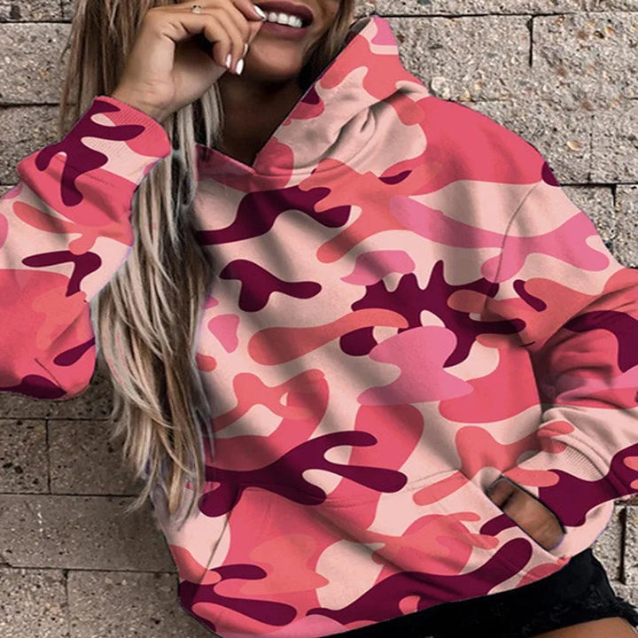 Riley | Women's Camo Hoodie - Color:Pink;Size:XS