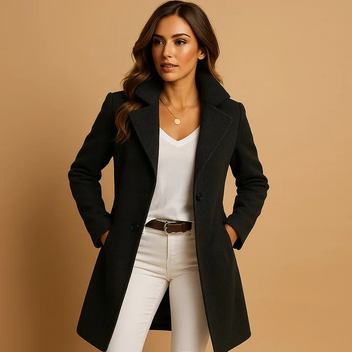Riley | Women's Cotton Trench Coat - Black