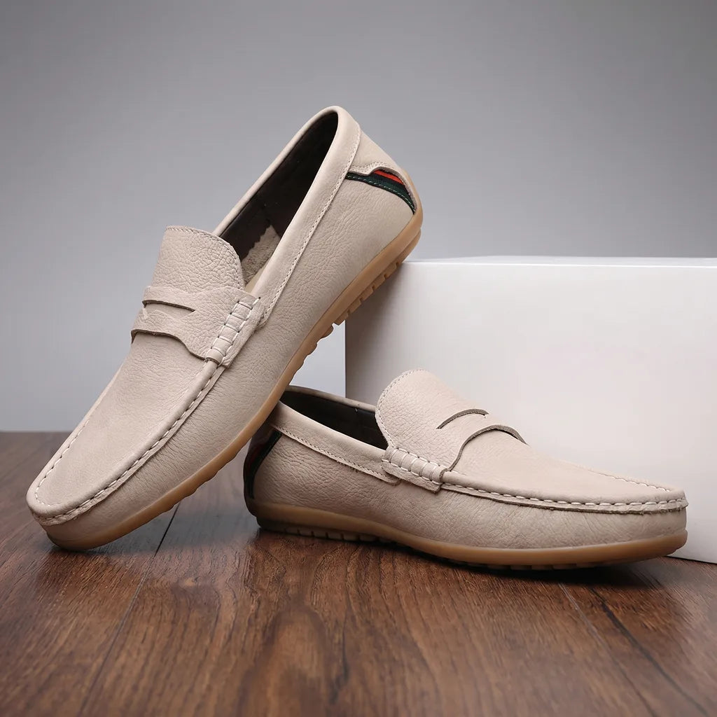 Riviera Italian Loafers - Color:Beige;Size:38