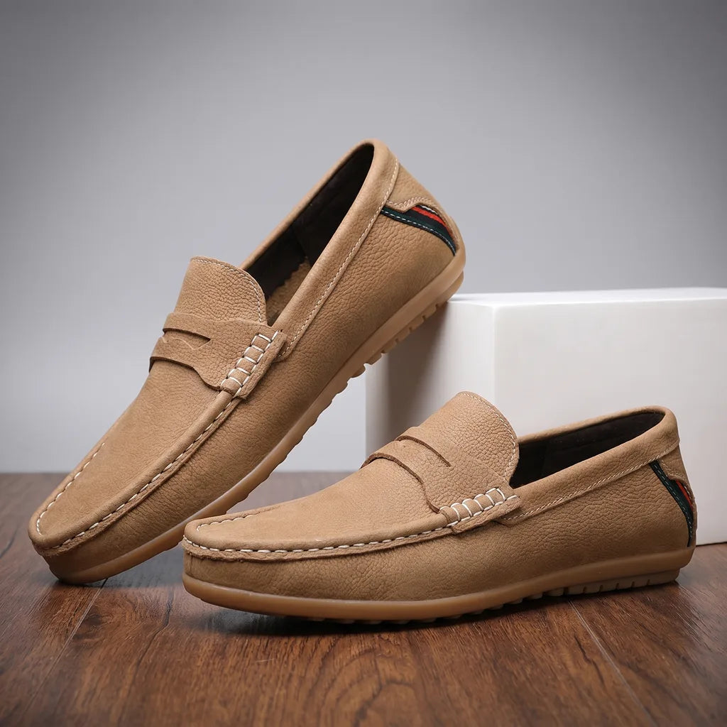 Riviera Italian Loafers - Color:Khaki;Size:38