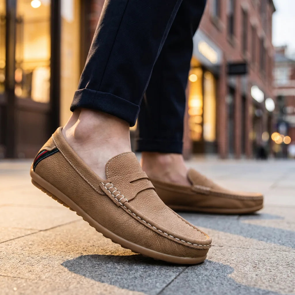 Khaki Gaston Leather Driving Loafers 2