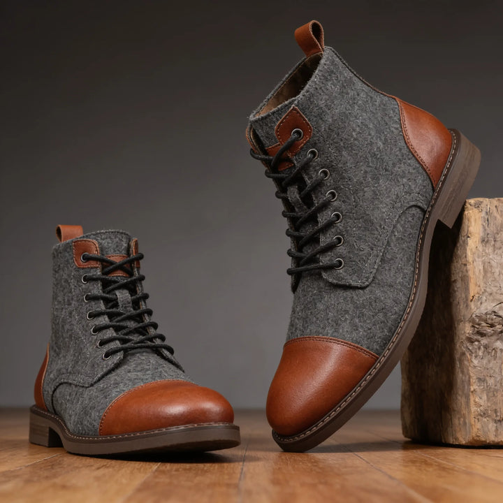 Roark Leather Wool Lined Boots - Color:Brown;Size:39