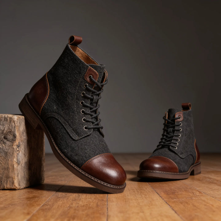 Roark Leather Wool Lined Boots - Color:Dark Brown;Size:39