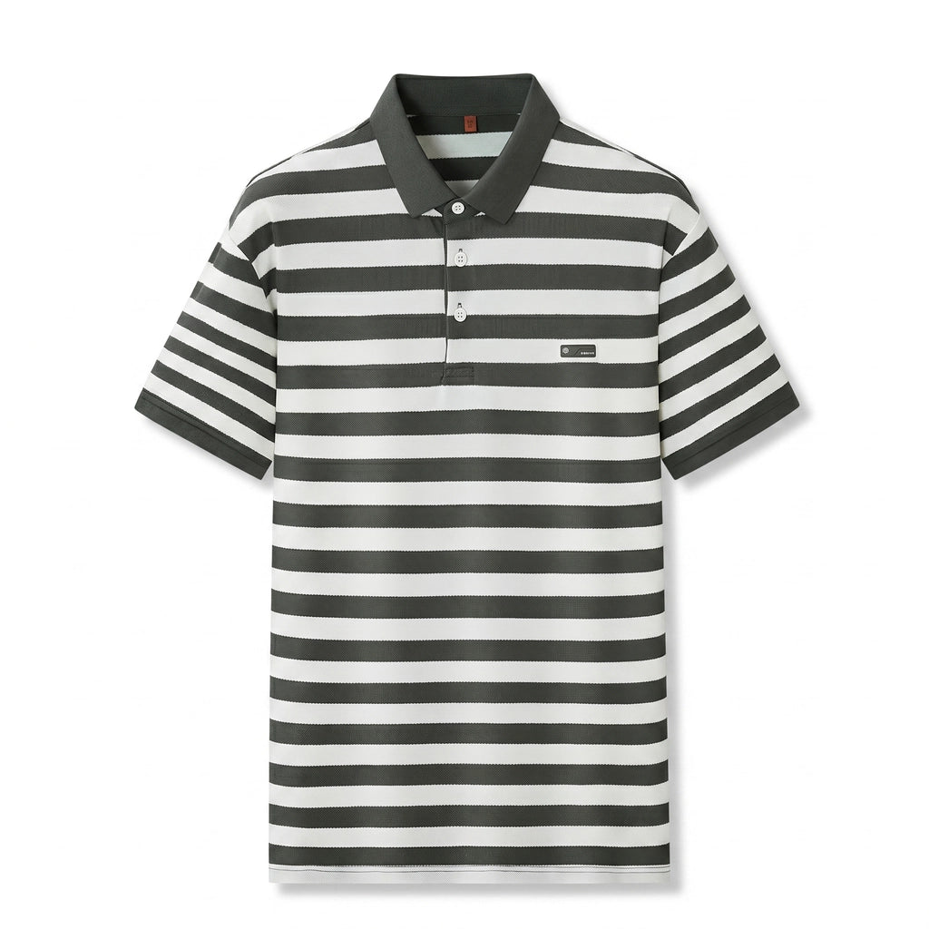 Robert Stripe Polo - Color:Dark Gray;Size:L