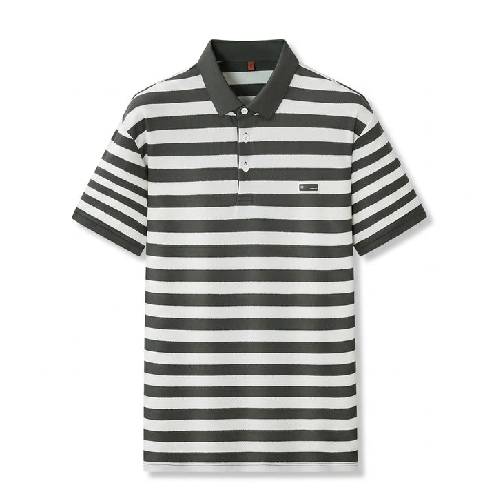 Robert Stripe Polo - Color:Dark Gray;Size:L