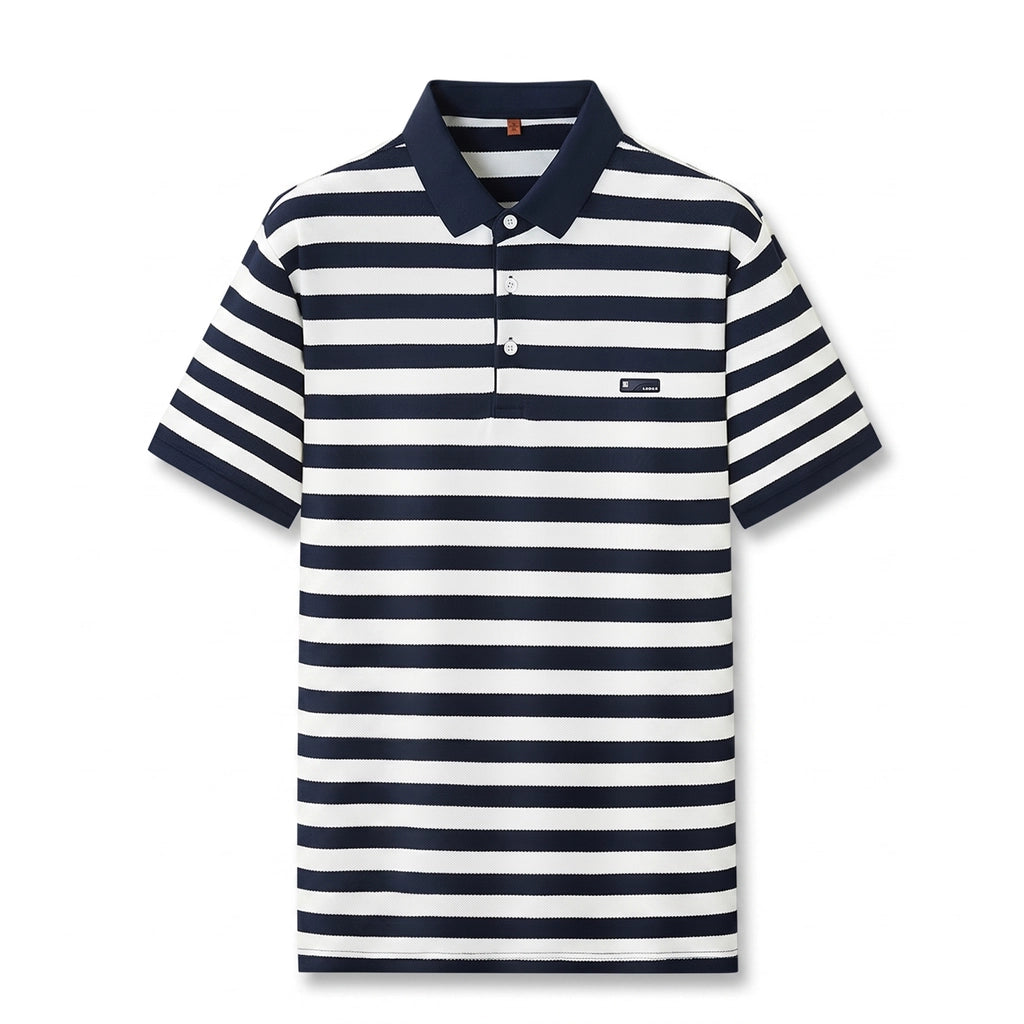 Robert Stripe Polo - Color:Royal Blue;Size:L