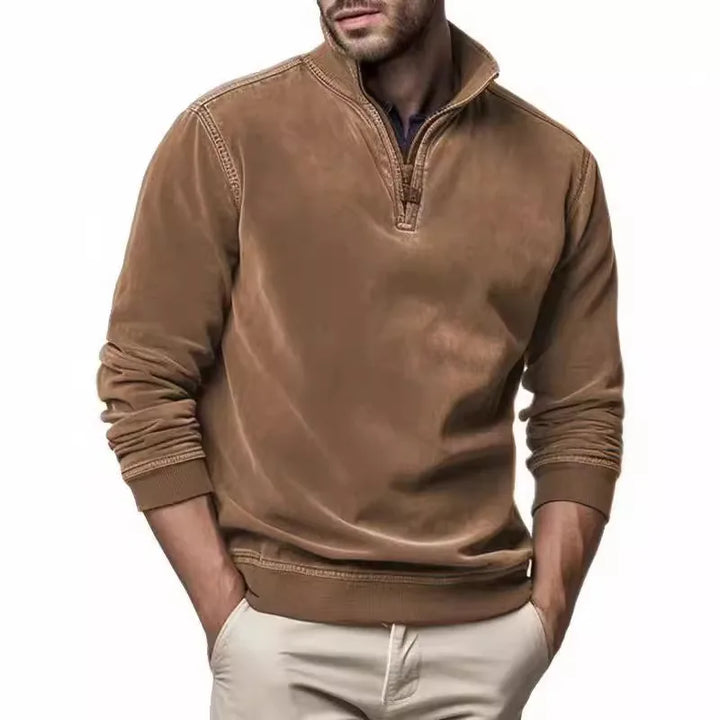 Rocco | Men's Soft Quarter-Zip Sweater - Color:Brown;Size:S