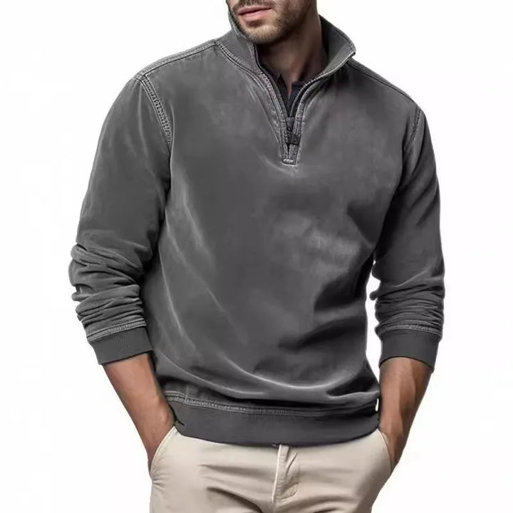 Rocco | Men's Soft Quarter-Zip Sweater - Color:Gray;Size:S