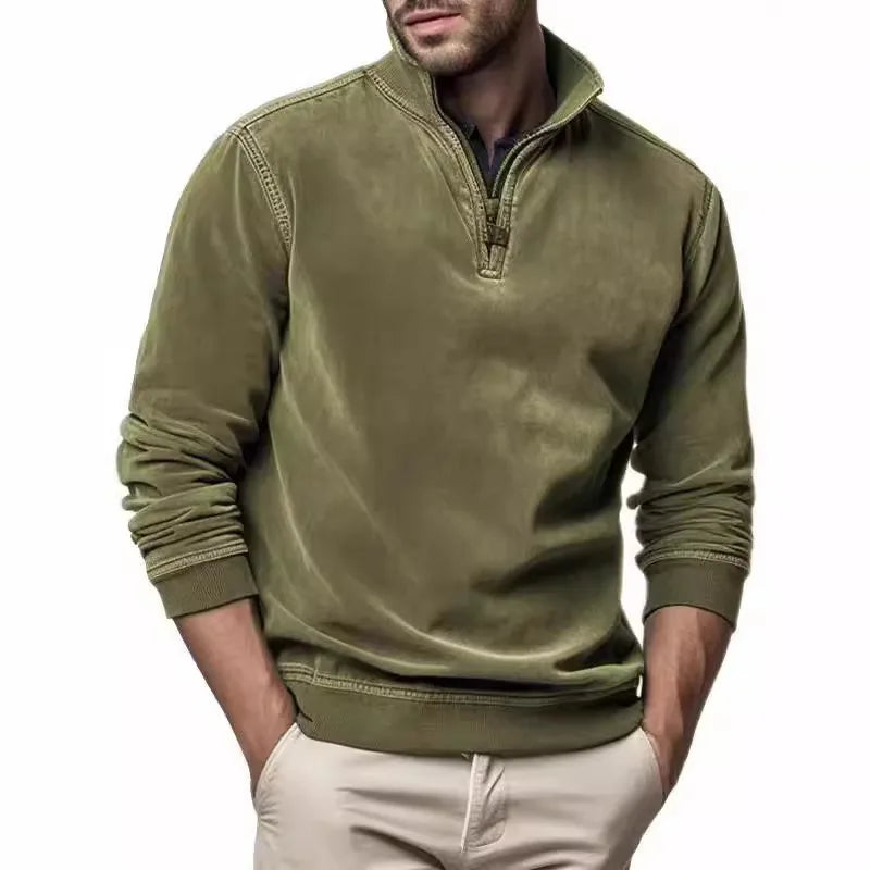 Rocco | Men's Soft Quarter-Zip Sweater - Color:Green;Size:S