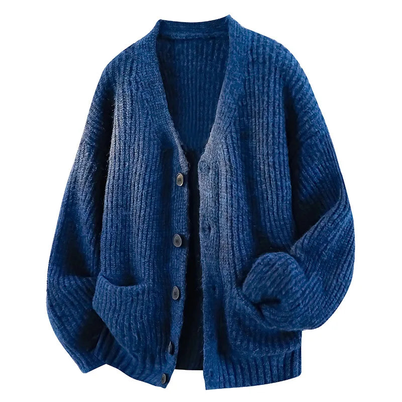 Rollo | Men's Soft Knit Cardigan - Size:S;Color:Blue