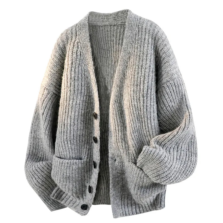 Rollo | Men's Soft Knit Cardigan - Size:S;Color:Gray
