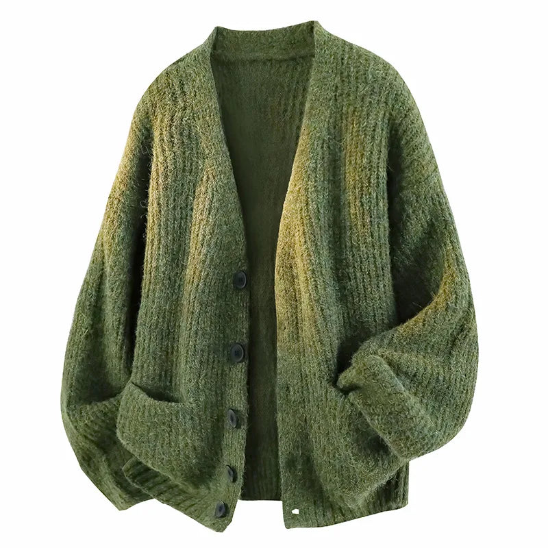Rollo | Men's Soft Knit Cardigan - Size:S;Color:Green