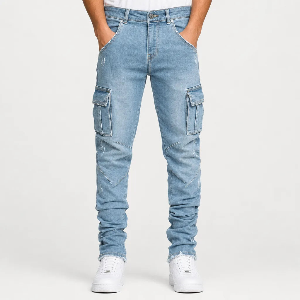 Ronan | Baggy Loose Fit Wide Leg Jeans - Color:Blue;Size:XS