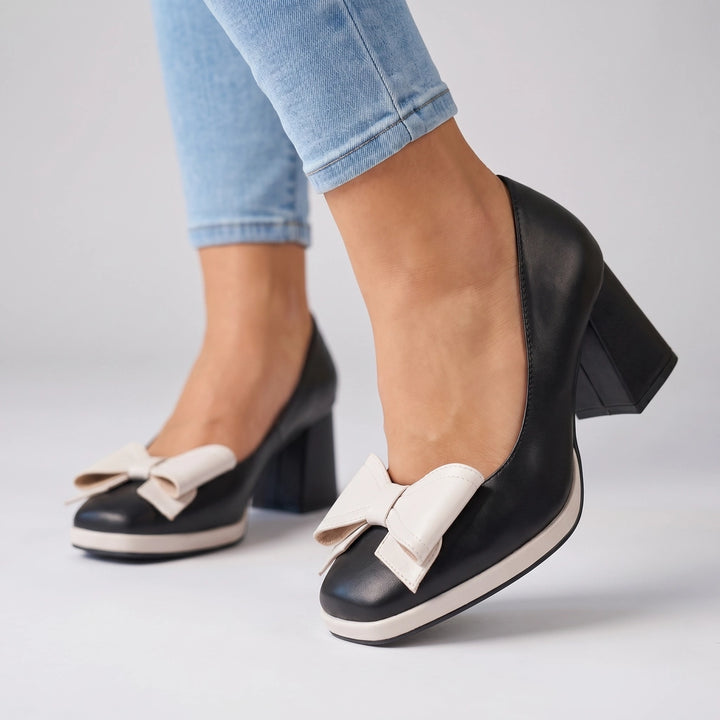 Rosalie Block Heel Pumps - Color:Black;Size:35