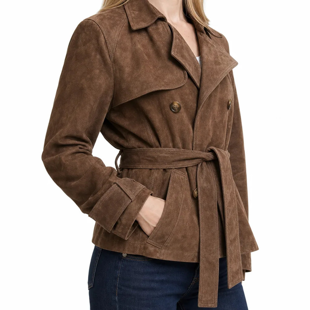 Women's Brown Brandt Belted Short Jacket
