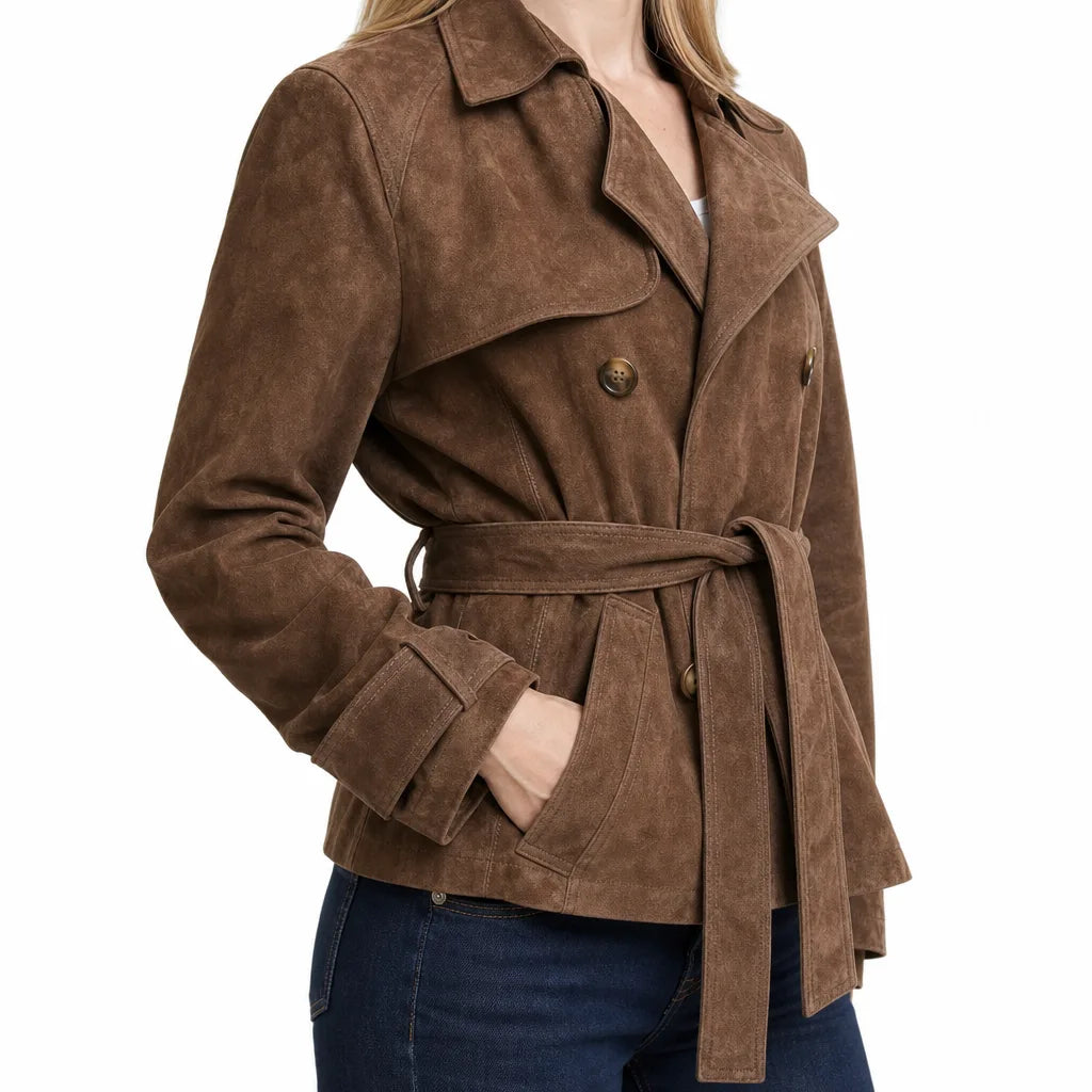 Women's Brown Brandt Belted Short Jacket