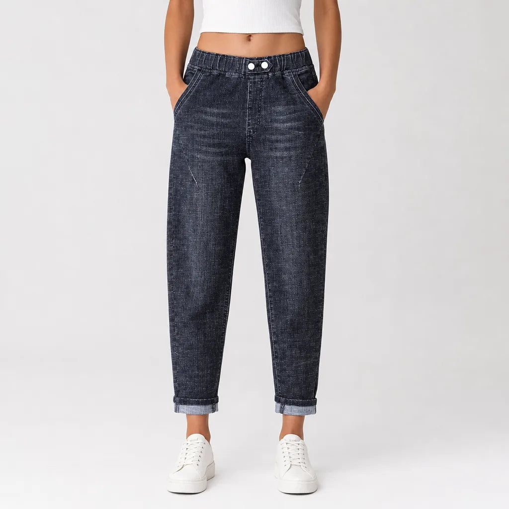 Rosalind | Mom Jeans Baggy Wide Leg Jeans - Color:Black;Size:L