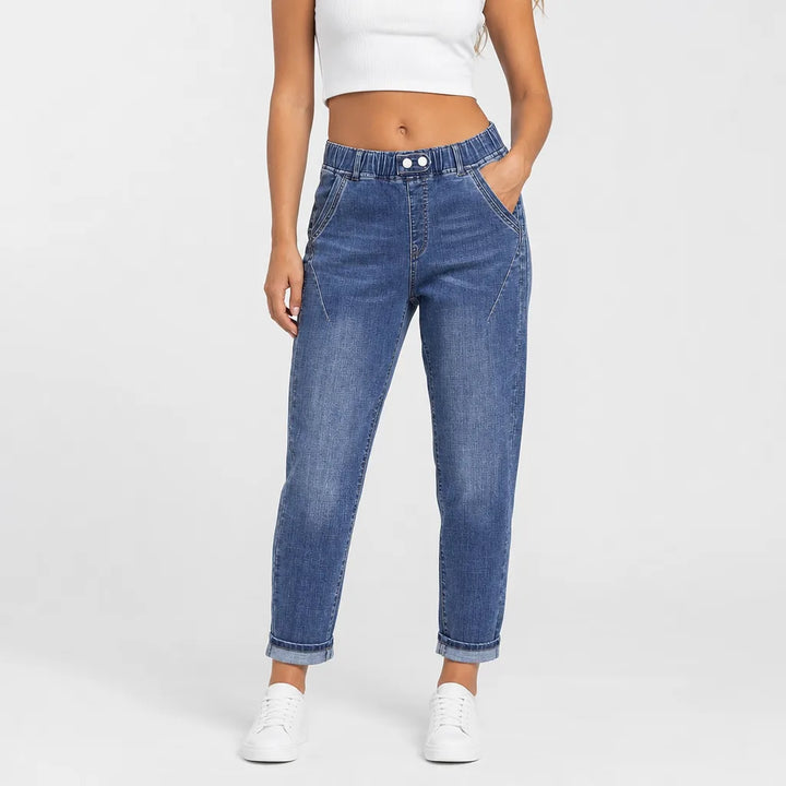 Rosalind | Mom Jeans Baggy Wide Leg Jeans - Color:Blue;Size:L