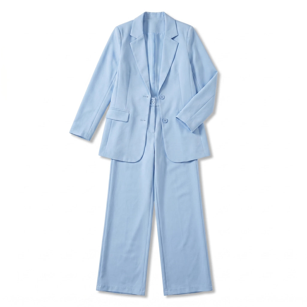 Rosalind Trouser Set - Color:Sky Blue;Size:XS