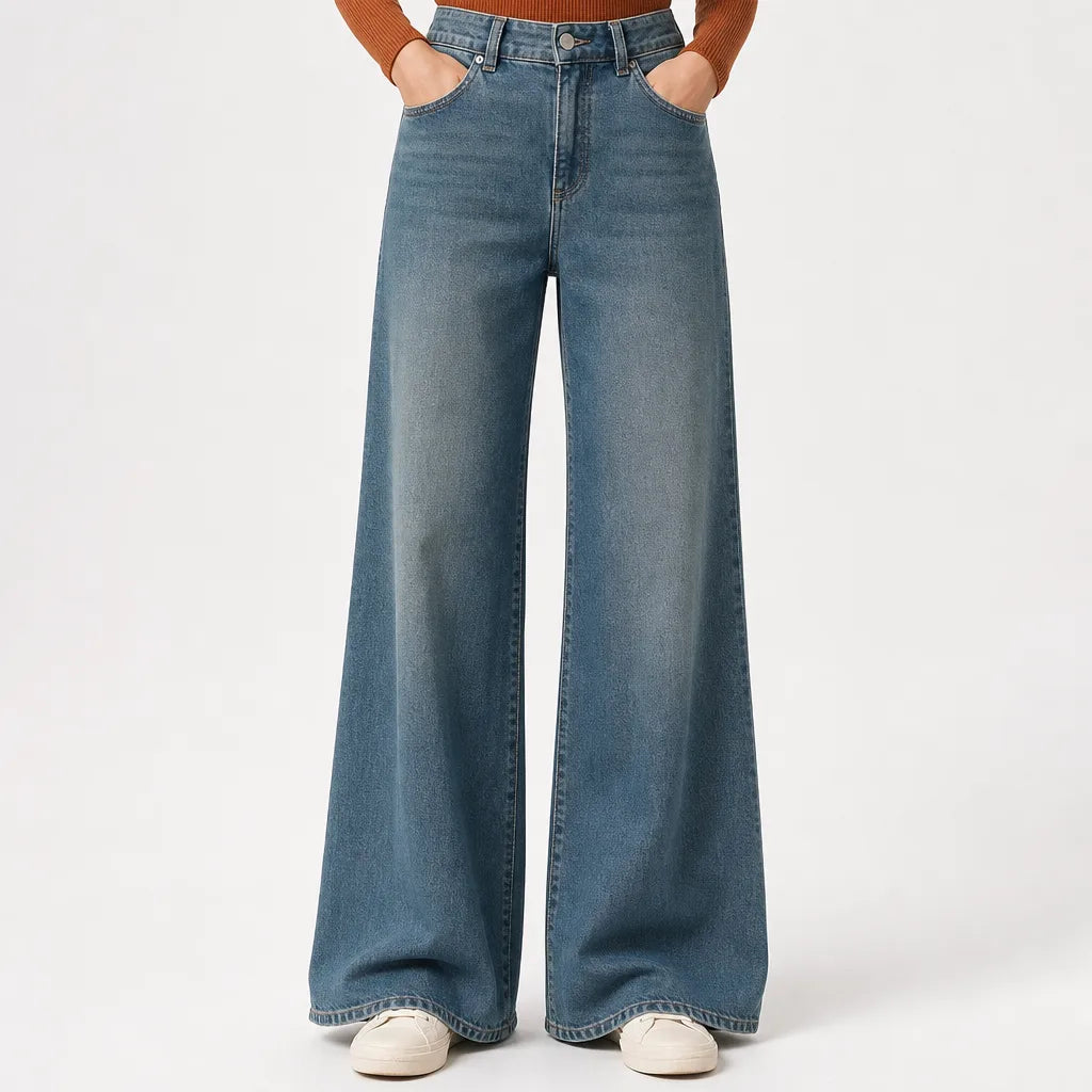 Rosaline | Mom Jeans Baggy Wide Leg Jeans - Color:Blue;Size:XXS