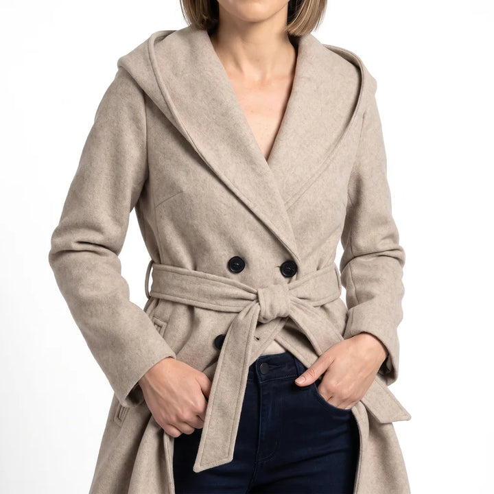 Rosanna | Women's Short Cropped Trench Coat - Color:Beige;Size:XXS