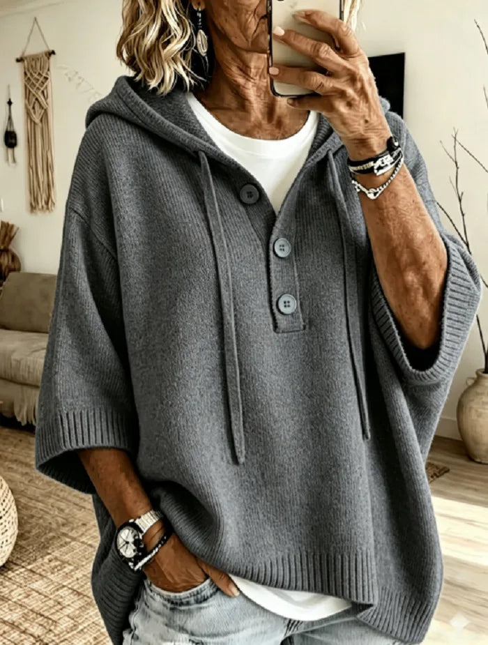 Rosemary | Women's Hoodie Knit Sweater - Size:XS;Color:Grey