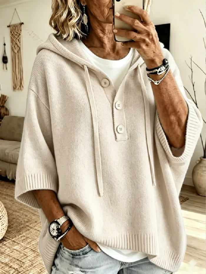 Rosemary | Women's Hoodie Knit Sweater - Size:XS;Color:Off-White