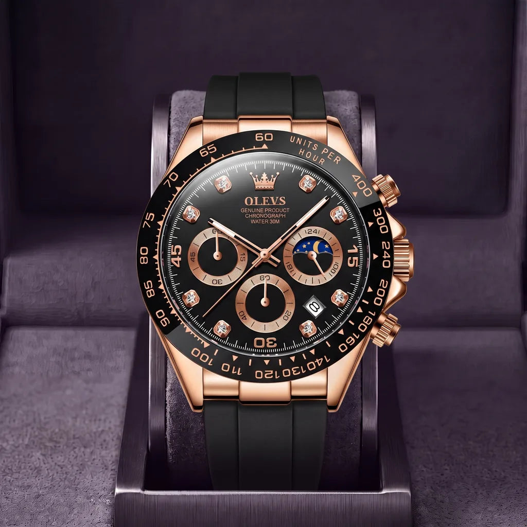 Rosenthal | Chronograph Watch - Color:Black/Rose Gold