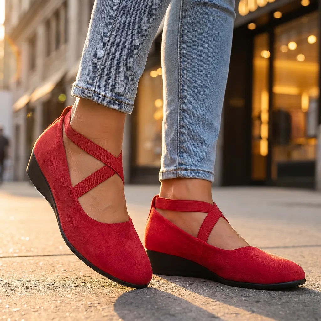 Men's Red Calvin Pointed Wedge Loafers