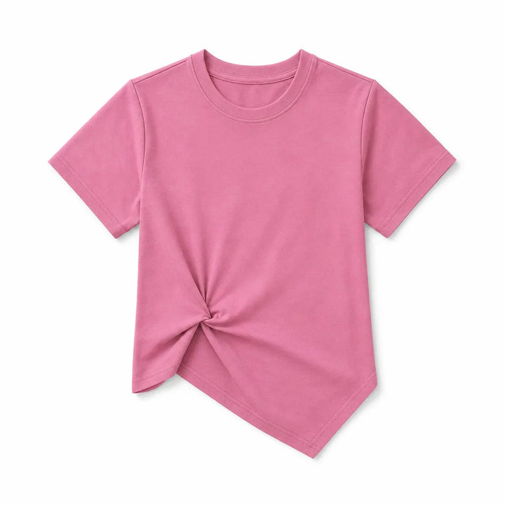 Rosie Cropped Patchwork T-Shirt  - Color:Pink;Size:S