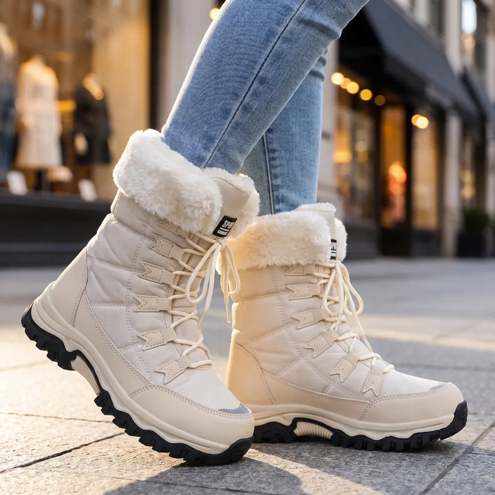 Women's Beige Dean Mid Calf Snow Boots